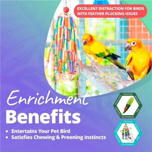 Wind Chimes Bird Toy, Medium Bird Size, 13” x 2” - Picture 7 of 7